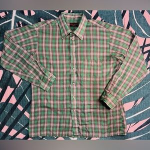 Vintage JCPenny Classic Directions Plaid Striped 70’s Era Button Up Pocket Shirt